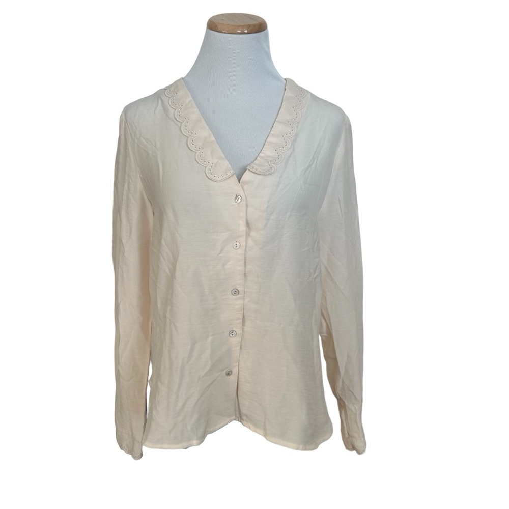 Current Air Anthropologie Scalloped Eyelet Blouse